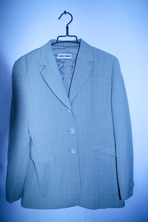 Vintage women cream plaid Gerry Weber single breasted oversize blazer XXL|L31 W20|SKU 6724