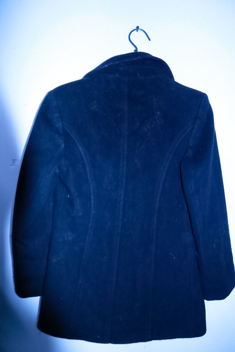 Vintage women Calvin Klein Long Black Double Breasted Naval Wool Blend Coat M/L|L32W18|SKU 6727