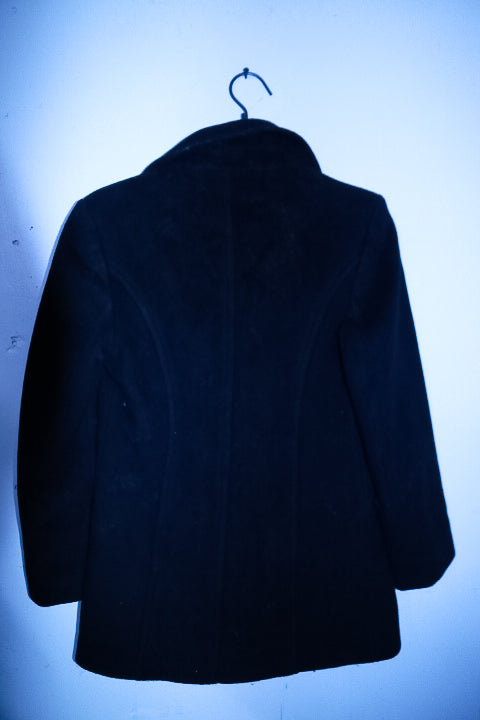 Vintage women Calvin Klein Long Black Double Breasted Naval Wool Blend Coat M/L|L32W18|SKU 6727