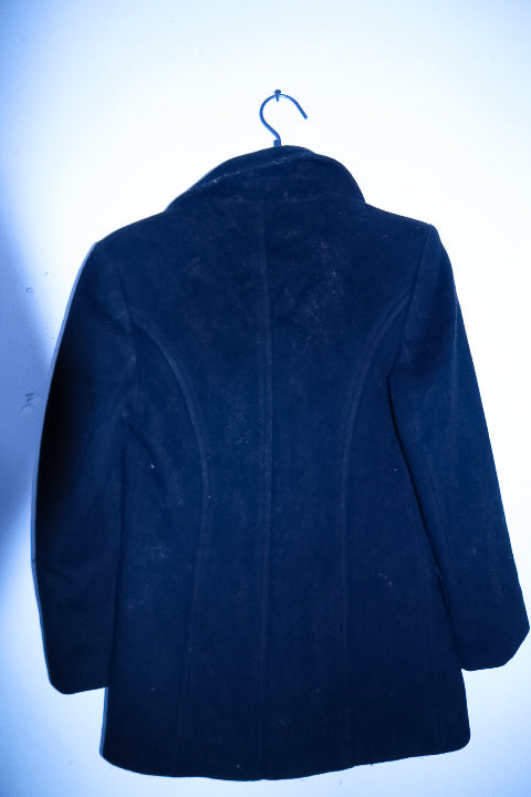 Vintage women Calvin Klein Long Black Double Breasted Naval Wool Blend Coat M/L|L32W18|SKU 6727