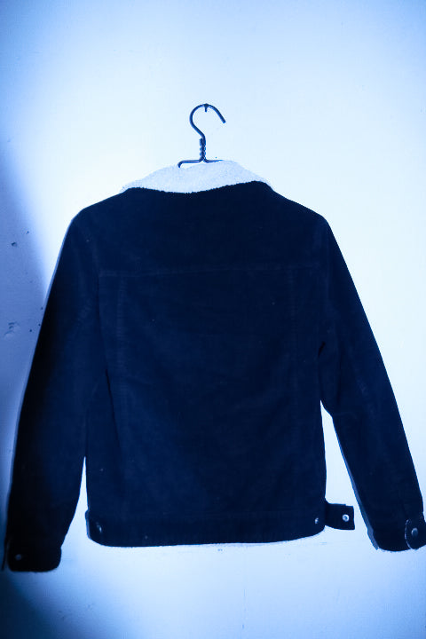 Vintage men Bershka black Corduroy button down jacket with faux inner XS|L27W20|SKU 6728