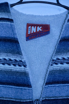 Vintage women The Ink Multi abstract stripe V-neck zipper sleeveless jacket XL|L24 W20|SKU 6729