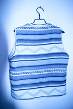 Vintage women The Ink Multi abstract stripe V-neck zipper sleeveless jacket XL|L24 W20|SKU 6729