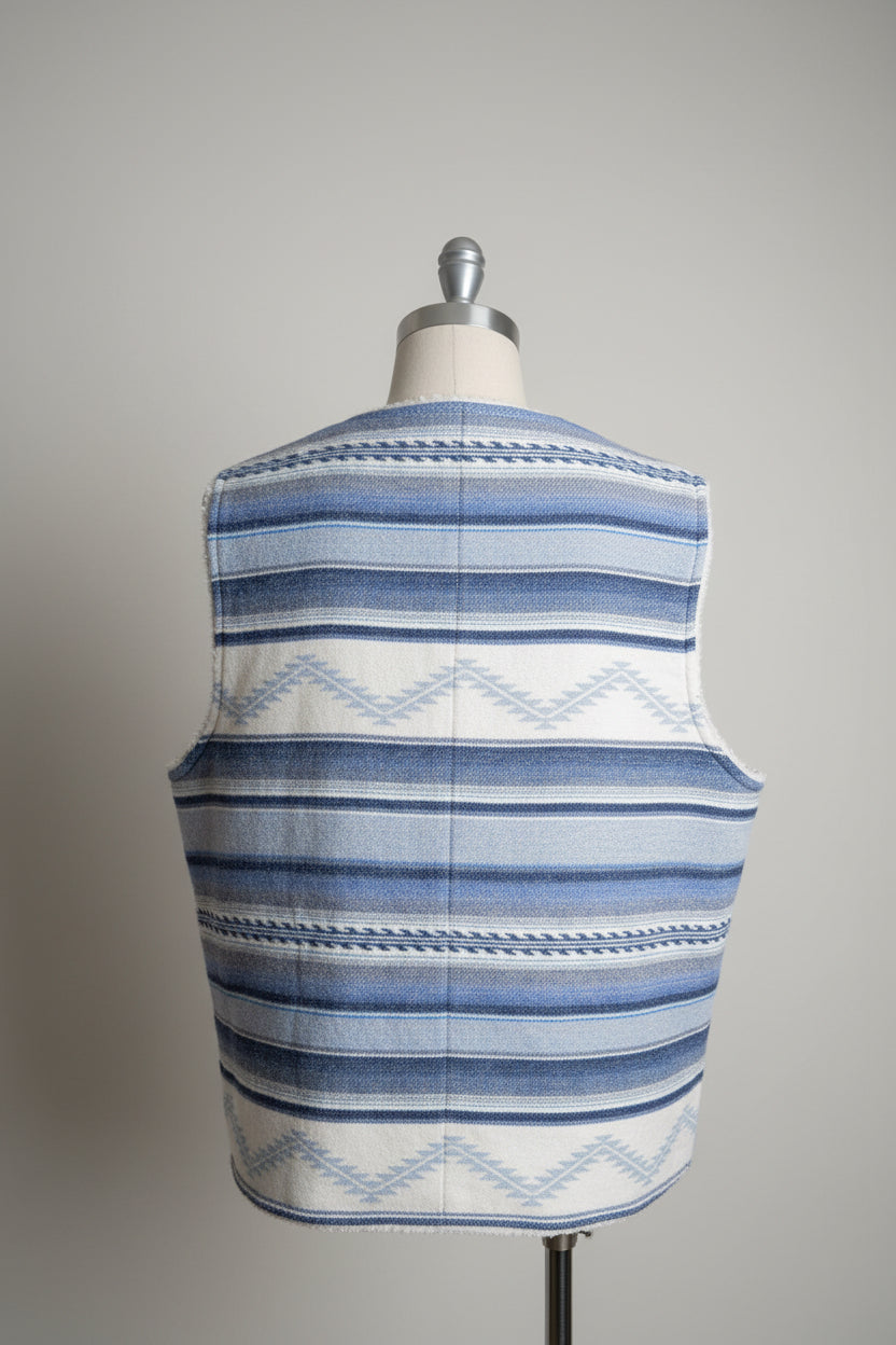 Vintage women The Ink Multi abstract stripe V-neck zipper sleeveless jacket XL|L24 W20|SKU 6729