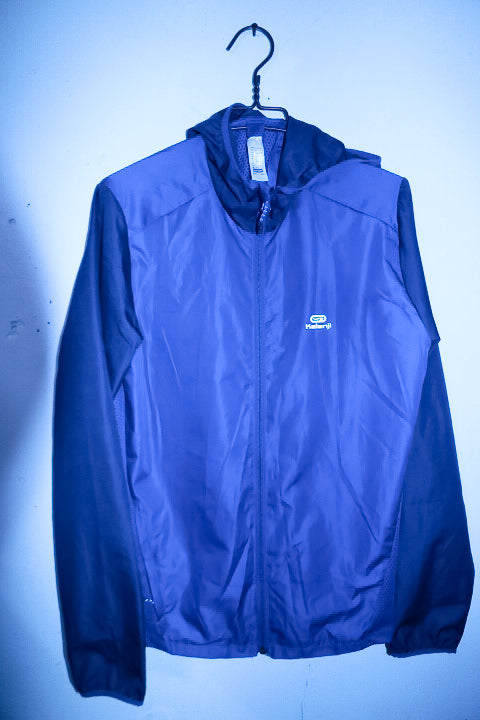 Vintage KALENJI By Decathlon Men navy run wind zipper hooded Jacket M|L29 W22|SKU 6730