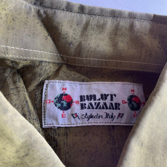 vintage men's hawaiian printed green silk vintage shirt for men made in italy in L|L29 W22|SKU 5329
