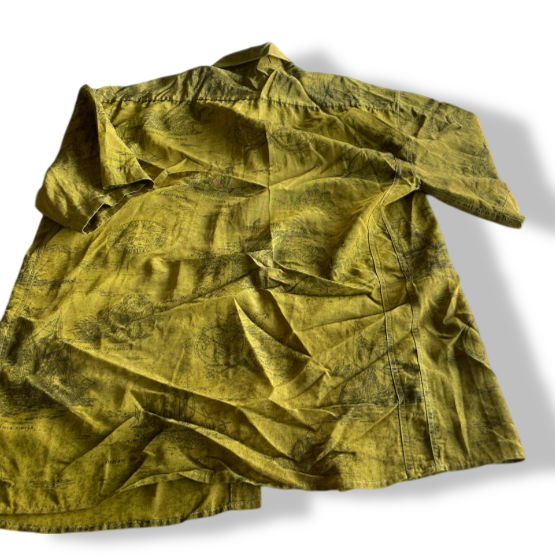 vintage men's hawaiian printed green silk vintage shirt for men made in italy in L|L29 W22|SKU 5329