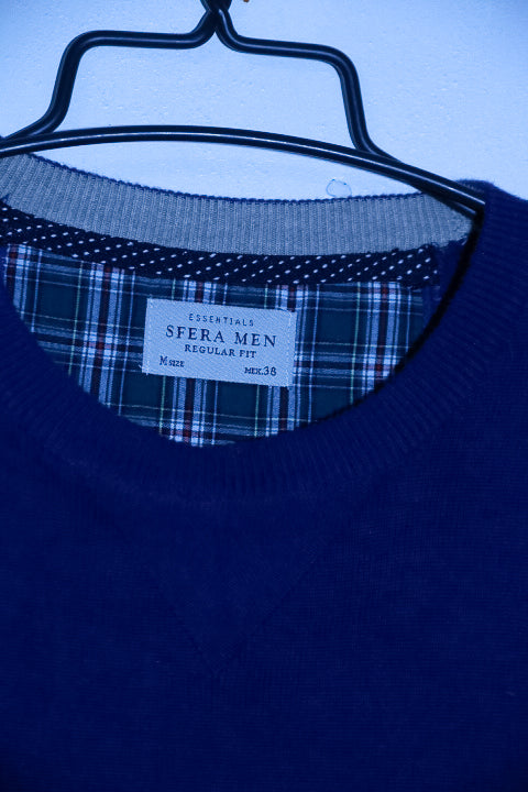 Sfera men essentials regular fit navy  crew neck sweatshirt in M|L29 W21|SKU 6731 100% COTTON