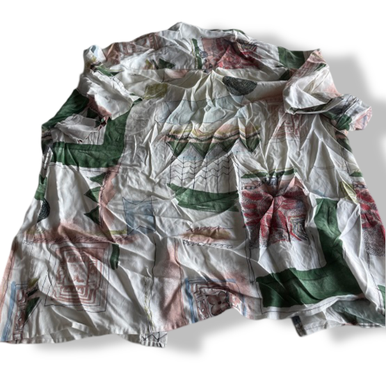 Vintage men's Jupiter abstract pattern rave hippie multi button up shirt in L/XL| L29W22|SKU 5332