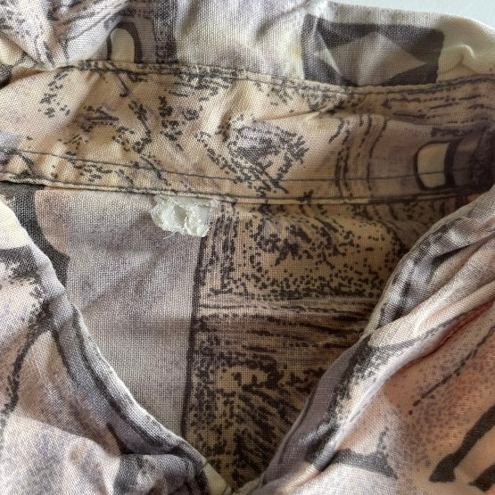 Vintage 90s men's multi button up abstract pattern summer short Sleeve Shirt|L31W24|SKU 5333  