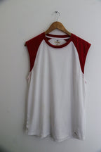 Vintage red and white mens large sleeveless tees