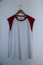 Vintage red and white mens large sleeveless tees