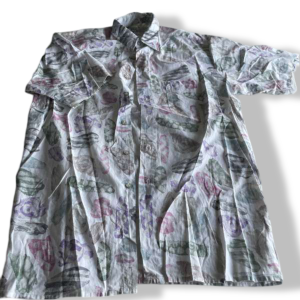 Vintage Camice Brando men's Abstract Pattern Short Sleeves multi Shirt|L32 W21|SKU 5334 