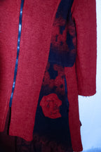 Vintage women winter red  fleece zipper long overcoat in M/L|L41 W24|SKU 6733