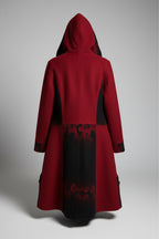 Vintage women winter red  fleece zipper long overcoat in M/L|L41 W24|SKU 6733