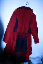 Vintage women winter red  fleece zipper long overcoat in M/L|L41 W24|SKU 6733