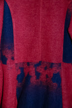 Vintage women winter red  fleece zipper long overcoat in M/L|L41 W24|SKU 6733