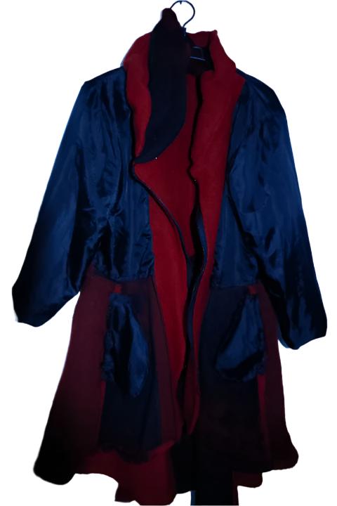 Vintage women winter red  fleece zipper long overcoat in M/L|L41 W24|SKU 6733