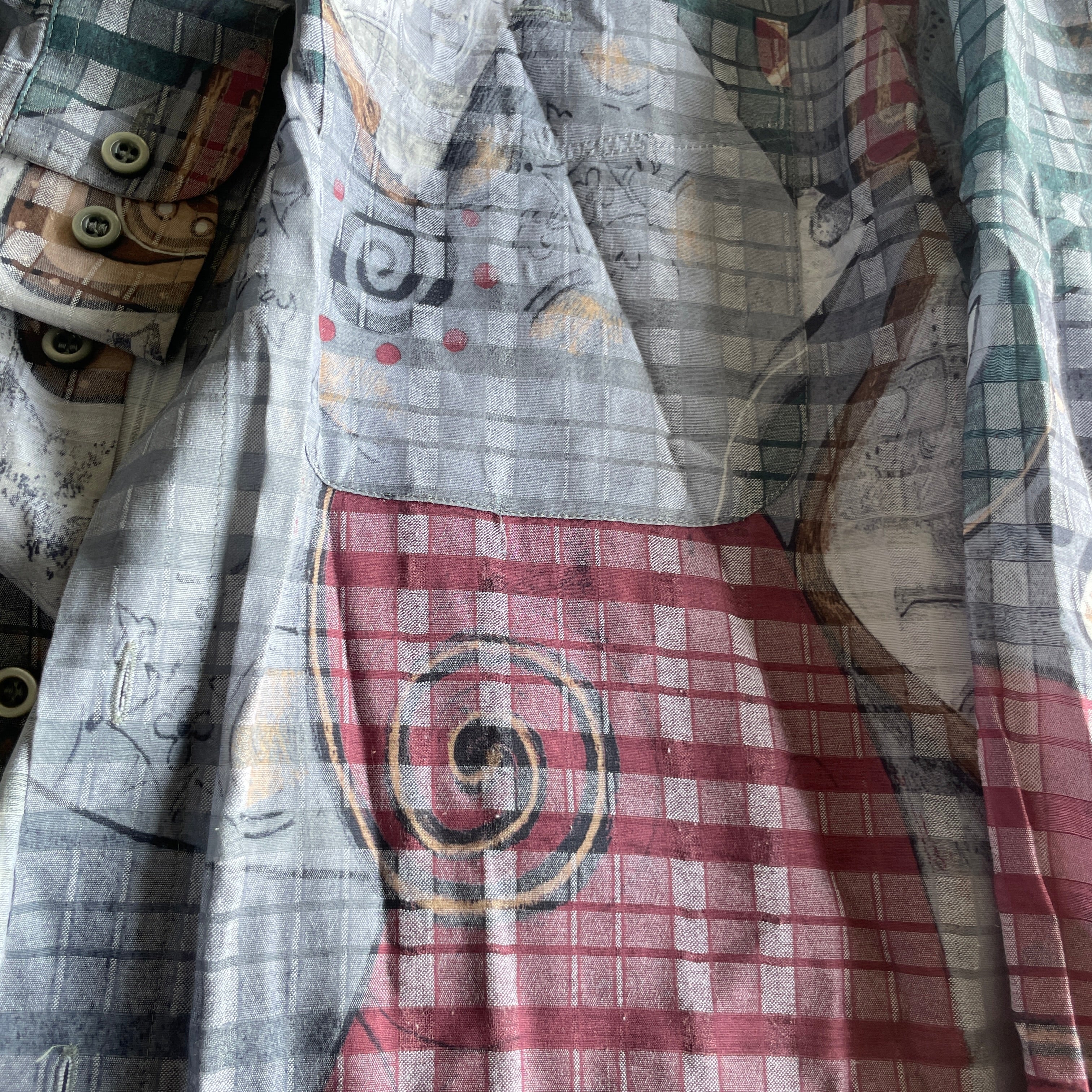 Vintage Engbers 80s/90s  geometric print multi shirt in XL|L34 W25|SKU 5335 