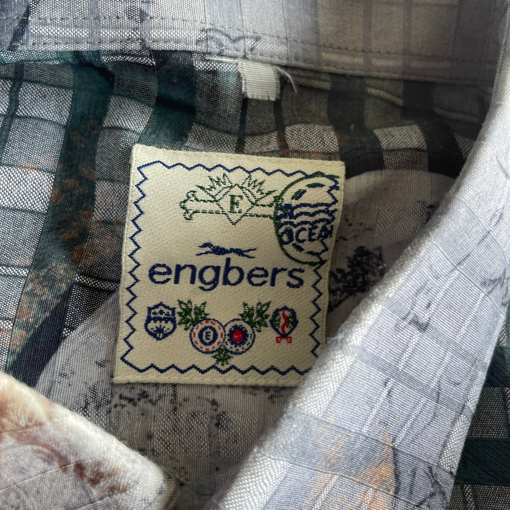Vintage Engbers 80s/90s  geometric print multi shirt in XL|L34 W25|SKU 5335 