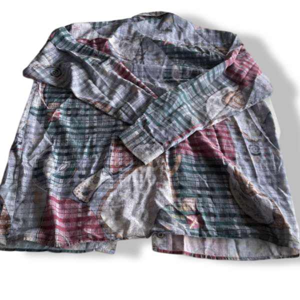 Vintage Engbers 80s/90s  geometric print multi shirt in XL|L34 W25|SKU 5335 
