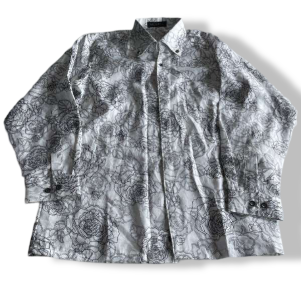 Vintage mcbell Unisex White& Grey floral print shirt|L31 W21|SKU 5336