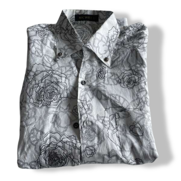   Vintage mcbell Unisex White& Grey floral print shirt|L31 W21|SKU 5336 
