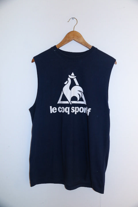 Vintage Lecoq Sportif mens gym blue Xlarge tank top