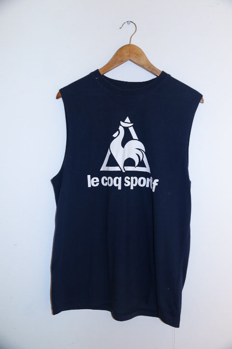 Vintage Lecoq Sportif mens gym blue Xlarge tank top