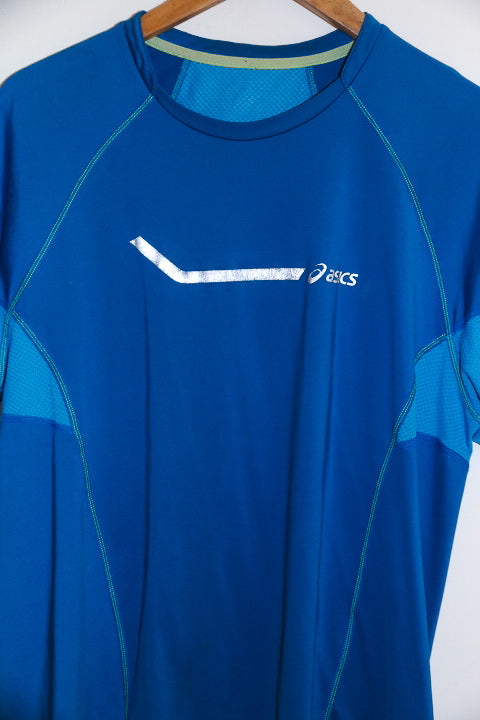 vintage mens Xlarge Asics blue training jersey