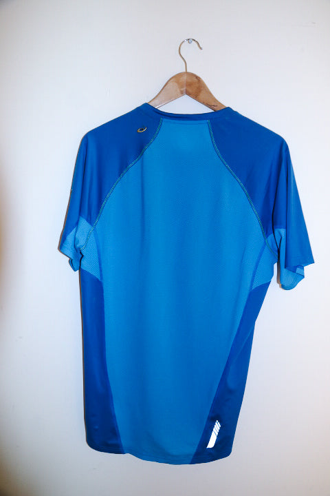 vintage mens Xlarge Asics blue training jersey