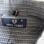 Vintage men's Fred Perry check Navy blue short sleeve shirt in XL| L33 W23| SKU 5341