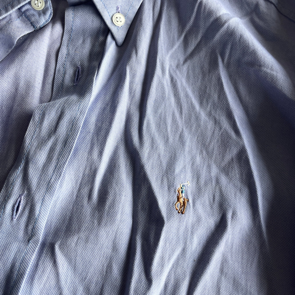 Vintage Polo by Ralph Lauren Men's  Purple Solid Button Down Shirt MADE in USA In XL|L34W24|SKU 5343