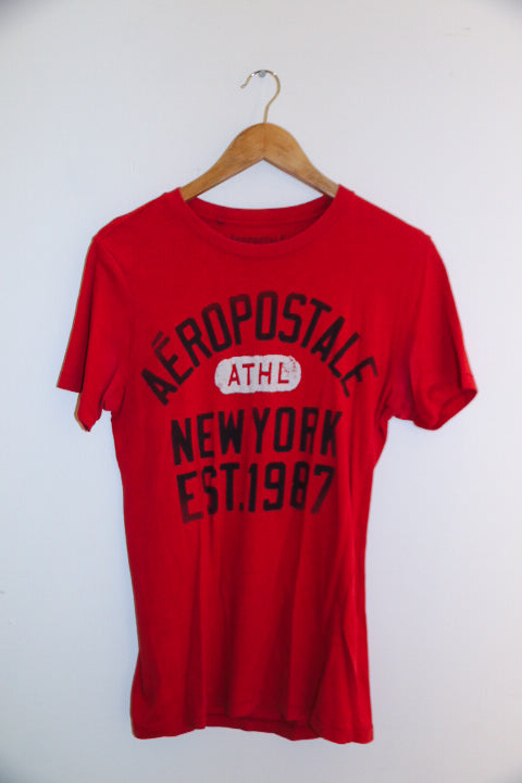 Vintage Aeropostale Athletics new york est 1987 small red tees