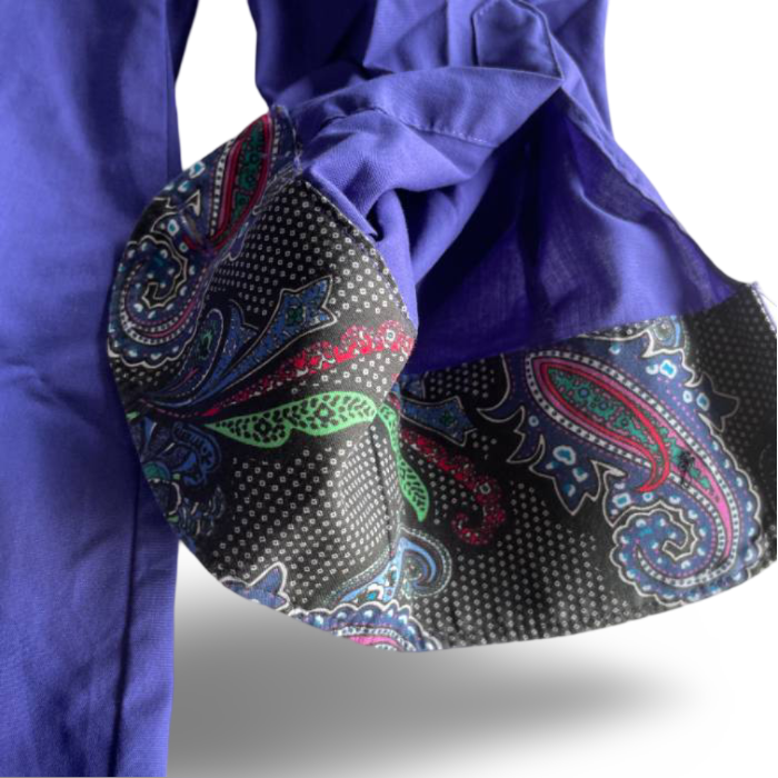 Vinatge 1990s OLYMP Purple Cotton Button Down Pleated Size 39 neck 15.5 M/L french cuff shirt|L32W20|SKU 5344