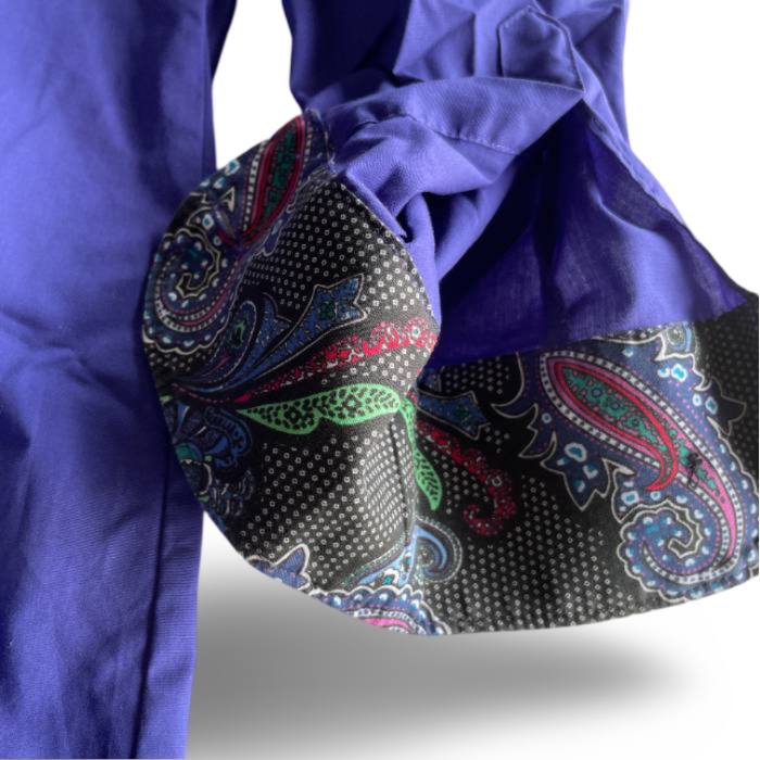 Vinatge 1990s OLYMP Purple Cotton Button Down Pleated Size 39 neck 15.5 M/L french cuff shirt|L32W20|SKU 5344