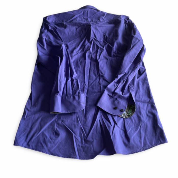 Vinatge 1990s OLYMP Purple Cotton Button Down Pleated Size 39 neck 15.5 M/L french cuff shirt|L32W20|SKU 5344