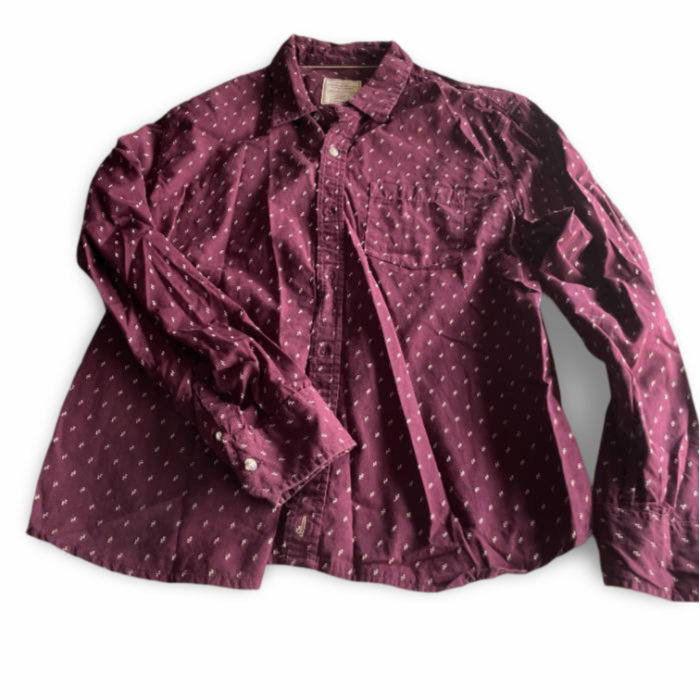 Vintage Fat face men's  Maroon White Polka Dot Button Down Heavyweight casual shirt in L|29 W19|SKU 5345  