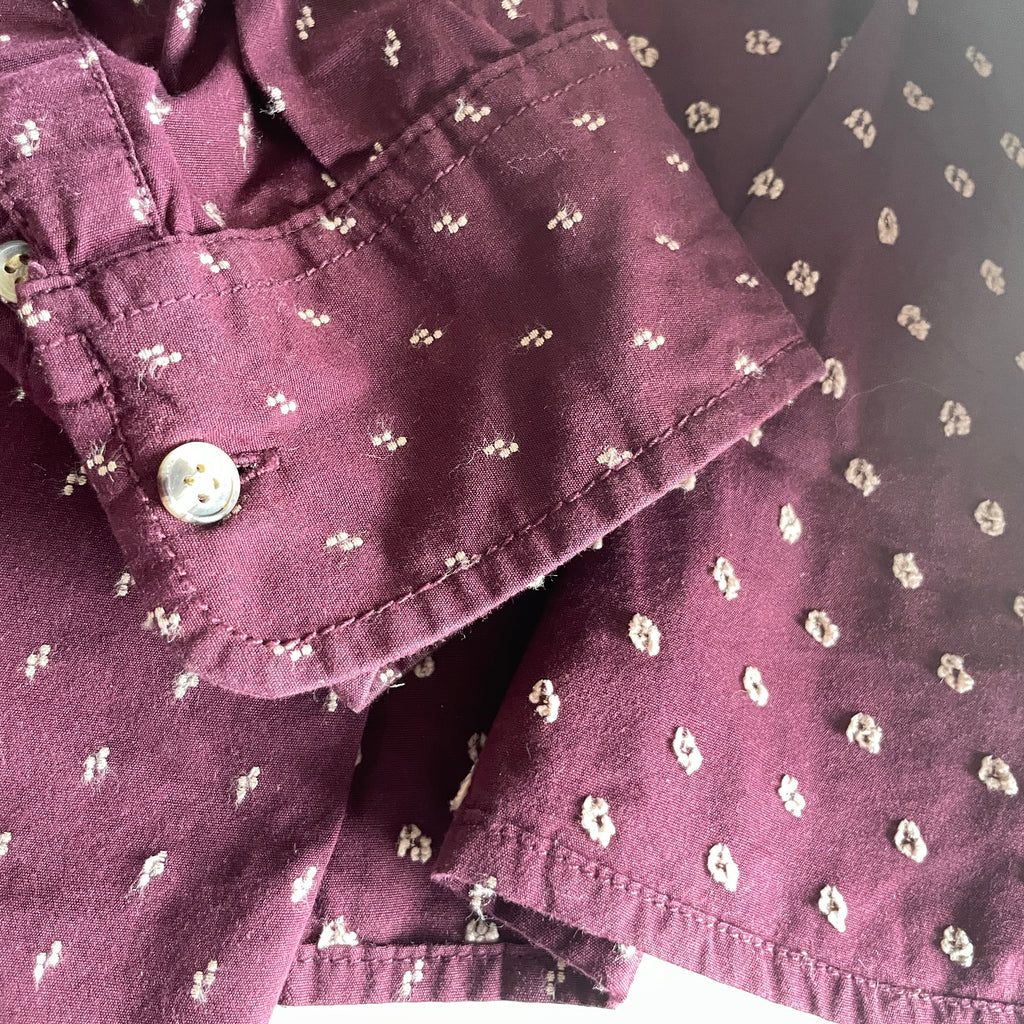 Vintage Fat face men's  Maroon White Polka Dot Button Down Heavyweight casual shirt in L|29 W19|SKU 5345  