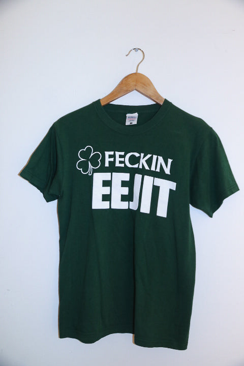 vintage green feckin eejit small mens tees