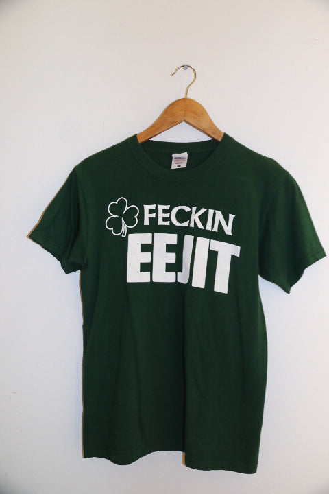 vintage green feckin eejit small mens tees