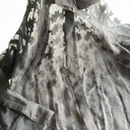 Vintage Black H&M see through womens linen shirt with Ruffled Cuffs US 10 EU 40|L28W18|SKU 5346