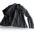 Vintage Black H&M see through womens linen shirt with Ruffled Cuffs US 10 EU 40|L28W18|SKU 5346