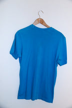 Vintage Adidas big logo print blue mens small T-shirt
