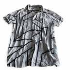 Vintage marrakech unisex Geometric Premium Print White Black Short Sleeve Shirt in S|L28W16|SKU 5349
