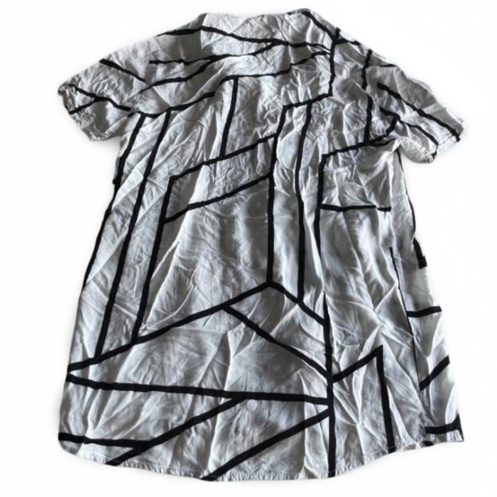 Vintage marrakech unisex Geometric Premium Print White Black Short Sleeve Shirt in S|L28W16|SKU 5349
