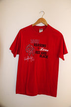 Vintage 2018 reasons to love red and black print mens red medium tees