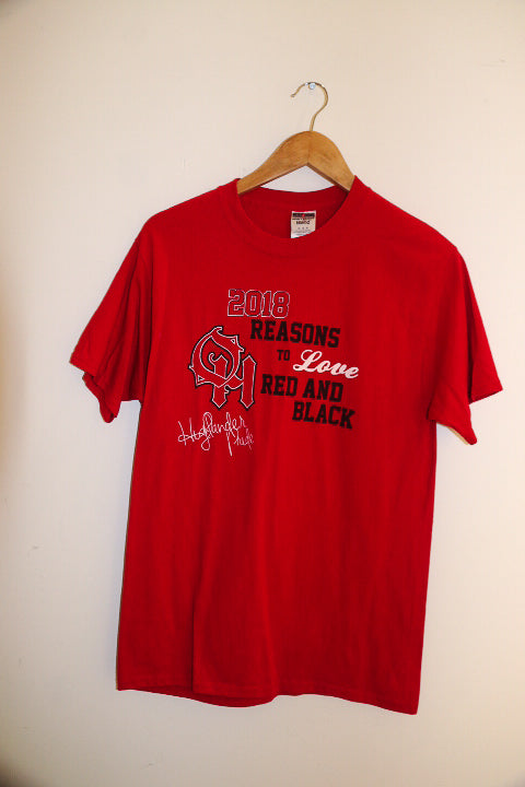 Vintage 2018 reasons to love red and black print mens red medium tees
