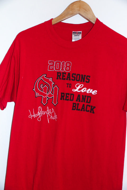 Vintage 2018 reasons to love red and black print mens red medium tees