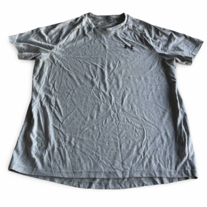 Vintage Men's Under Armour logo t-shirt in grey size M|L28W21|SKU 5354